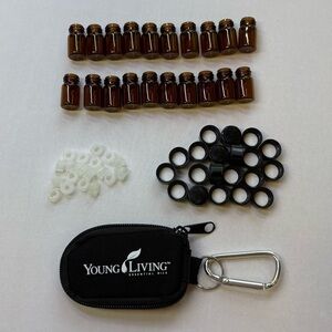 Young Living Essential Oil Keychain Case and 20 Refillable Essential Oil Bottles